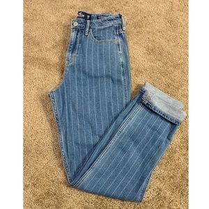 Hollister Striped Ultra High Rise Mom Jeans